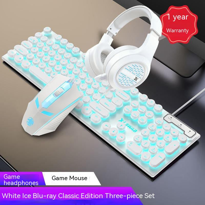 Retro Round Wired Keyboard and Mouse Set