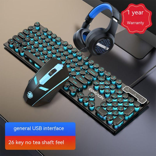 Retro Round Wired Keyboard and Mouse Set