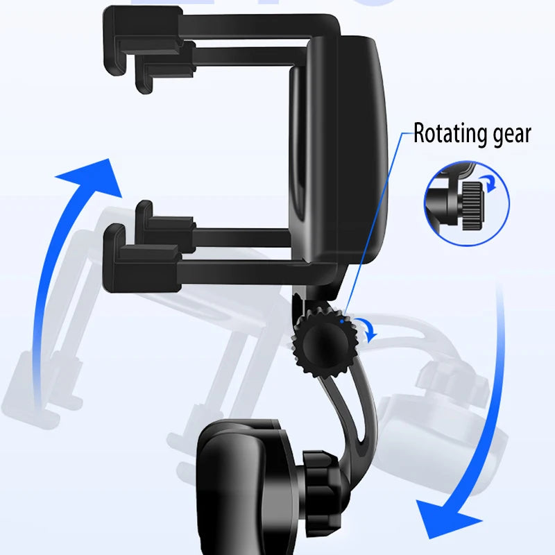 360° Adjustable Car Mirror Mount for Smartphones and GPS - Compatible with iPhone 13 and Other Mobile Devices